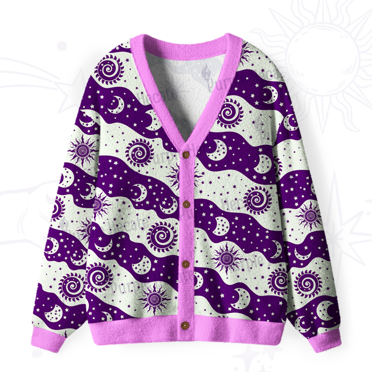 Purplehecate Starry Tides Ugly Cardigan Sweaters