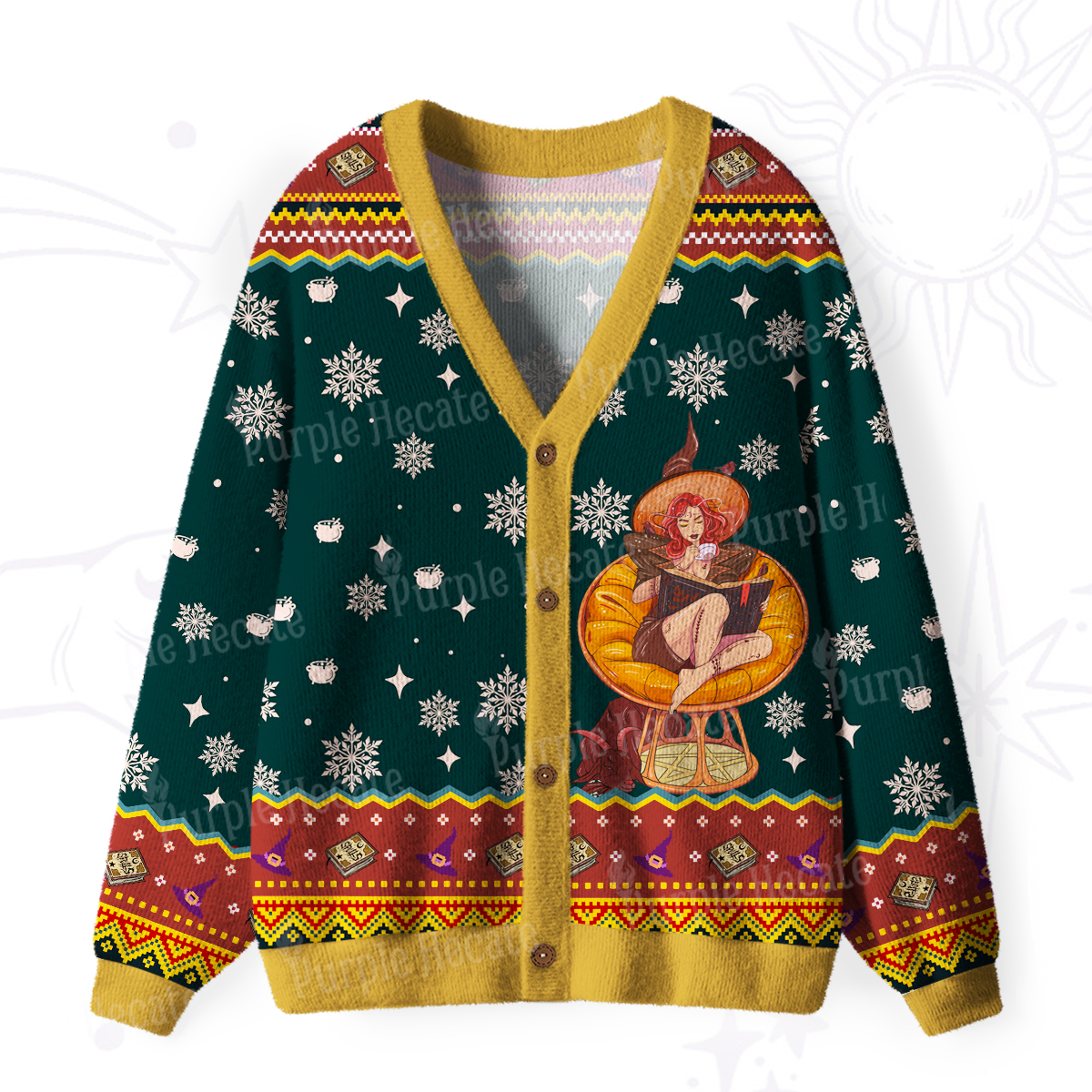 Purplehecate The Reader Tarot Ugly Cardigan Sweaters