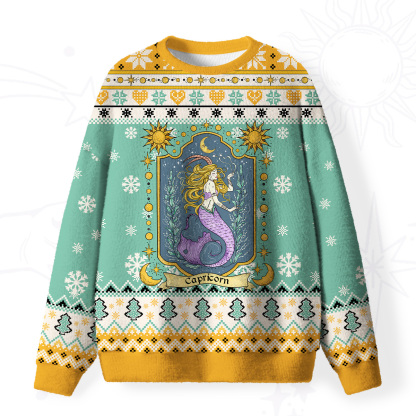 Purplehecate Capricorn Zodiac Fuzzy Ugly Christmas Sweatshirt