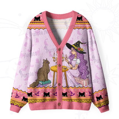Purplehecate The Cat Witch Mom Tarot Ugly Cardigan Sweaters