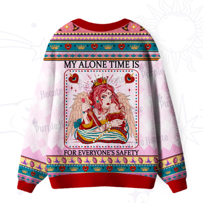 Purplehecate My Alone Time Is For Everyone's Safety Ugly Cardigan Sweaters