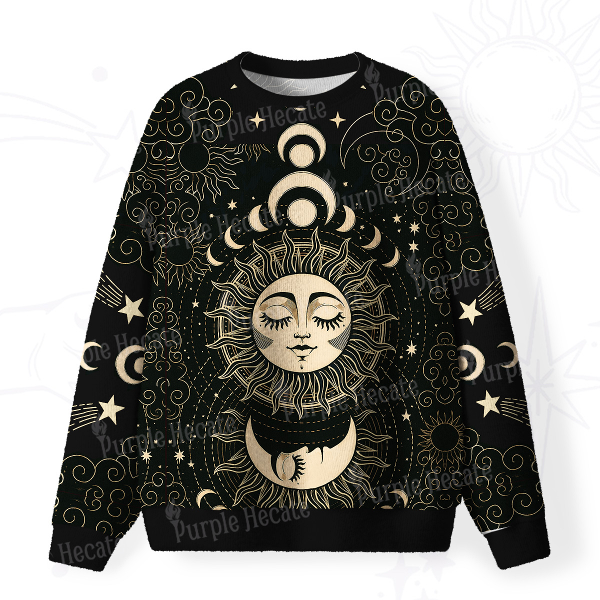 Purplehecate Lunar Eclipse Fuzzy Ugly Christmas Sweatshirt