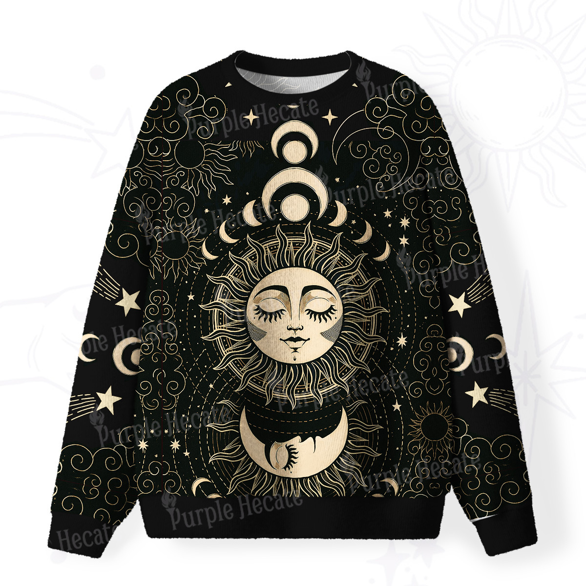 Purplehecate Lunar Eclipse Fuzzy Ugly Christmas Sweatshirt