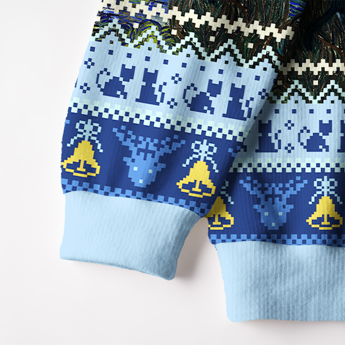 Purplehecate Witch Cat Under the Starry Night Fuzzy Ugly Christmas Sweatshirt