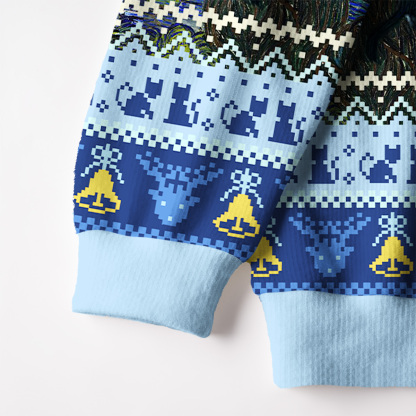 Purplehecate Witch Cat Under the Starry Night Fuzzy Ugly Christmas Sweatshirt