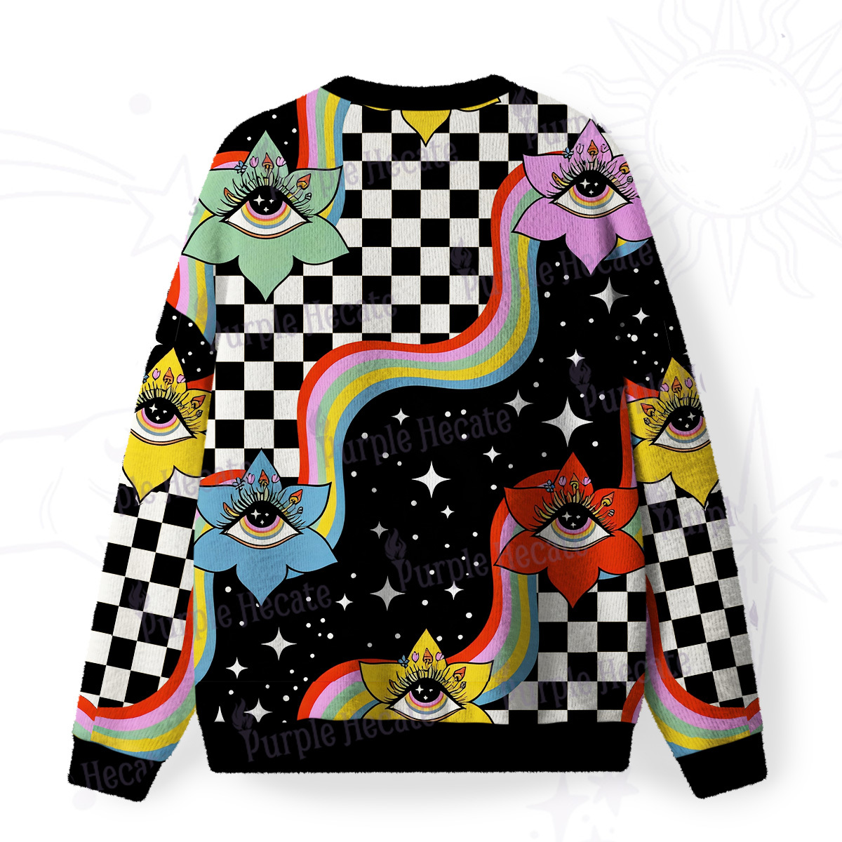 Purplehecate Enchanted Eye Blossom Fuzzy Ugly Christmas Sweatshirt