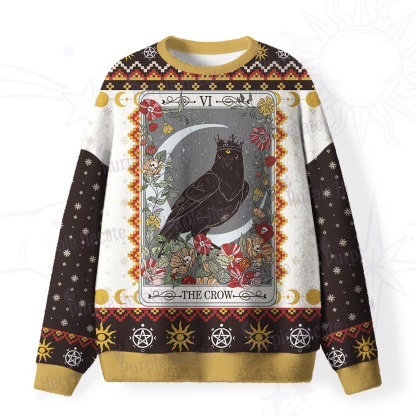 Purplehecate The Crow Tarot Fuzzy Ugly Christmas Sweatshirt