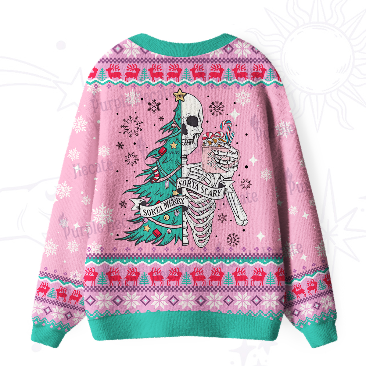 Purplehecate Sorta Merry Sorta Scary Christmas Ugly Cardigan Sweaters
