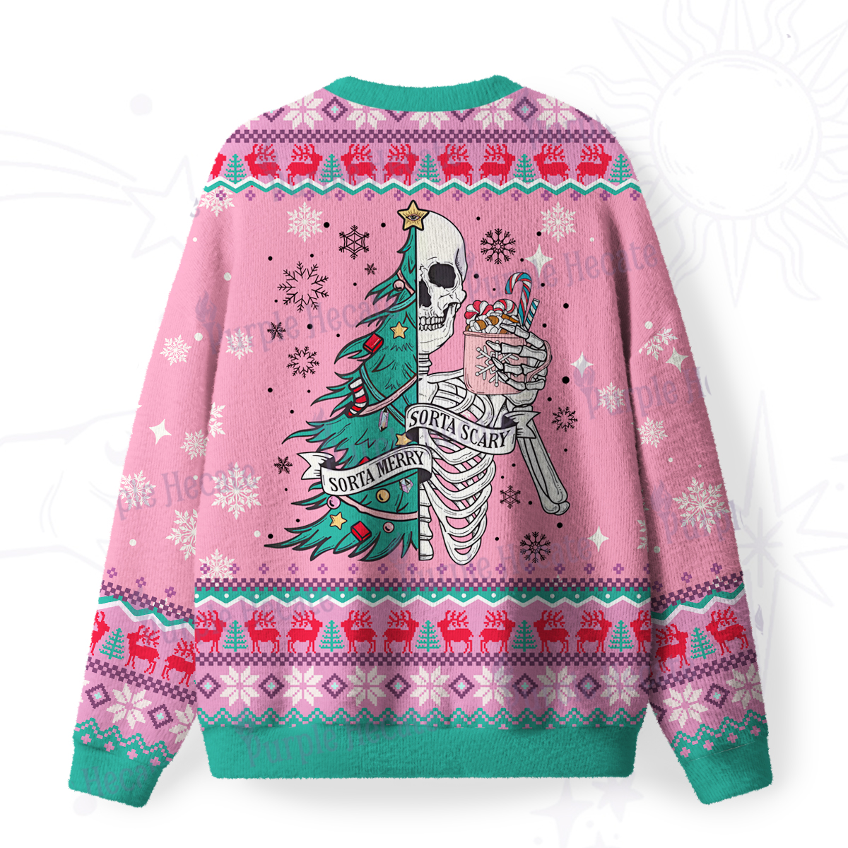 Purplehecate Sorta Merry Sorta Scary Christmas Fuzzy Ugly Christmas Sweatshirt