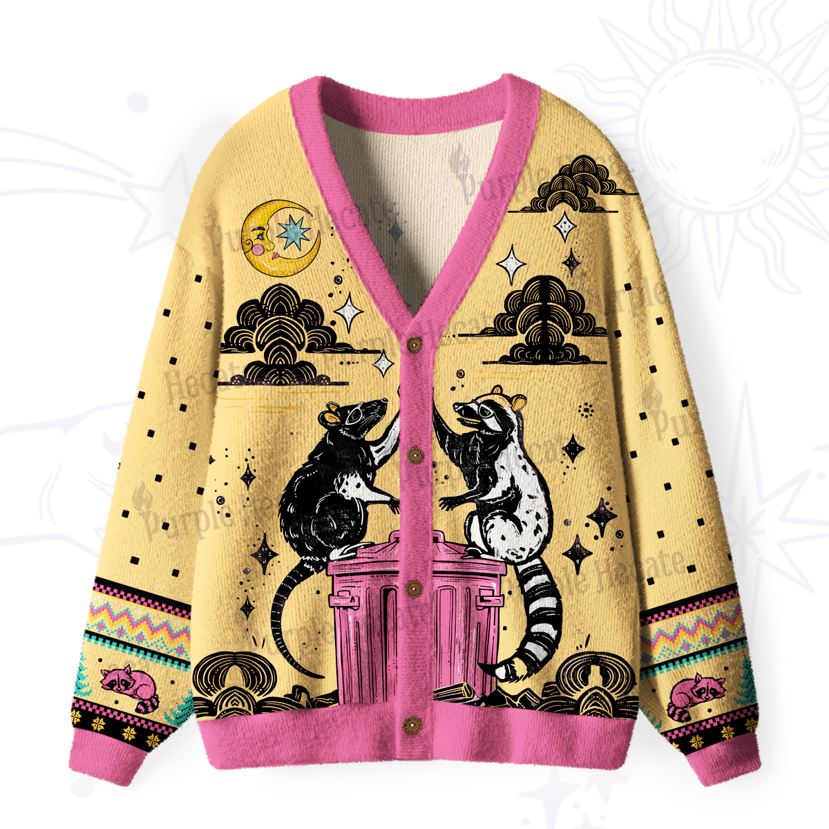 Purplehecate The Team Trash Opossum Tarot Ugly Cardigan Sweaters
