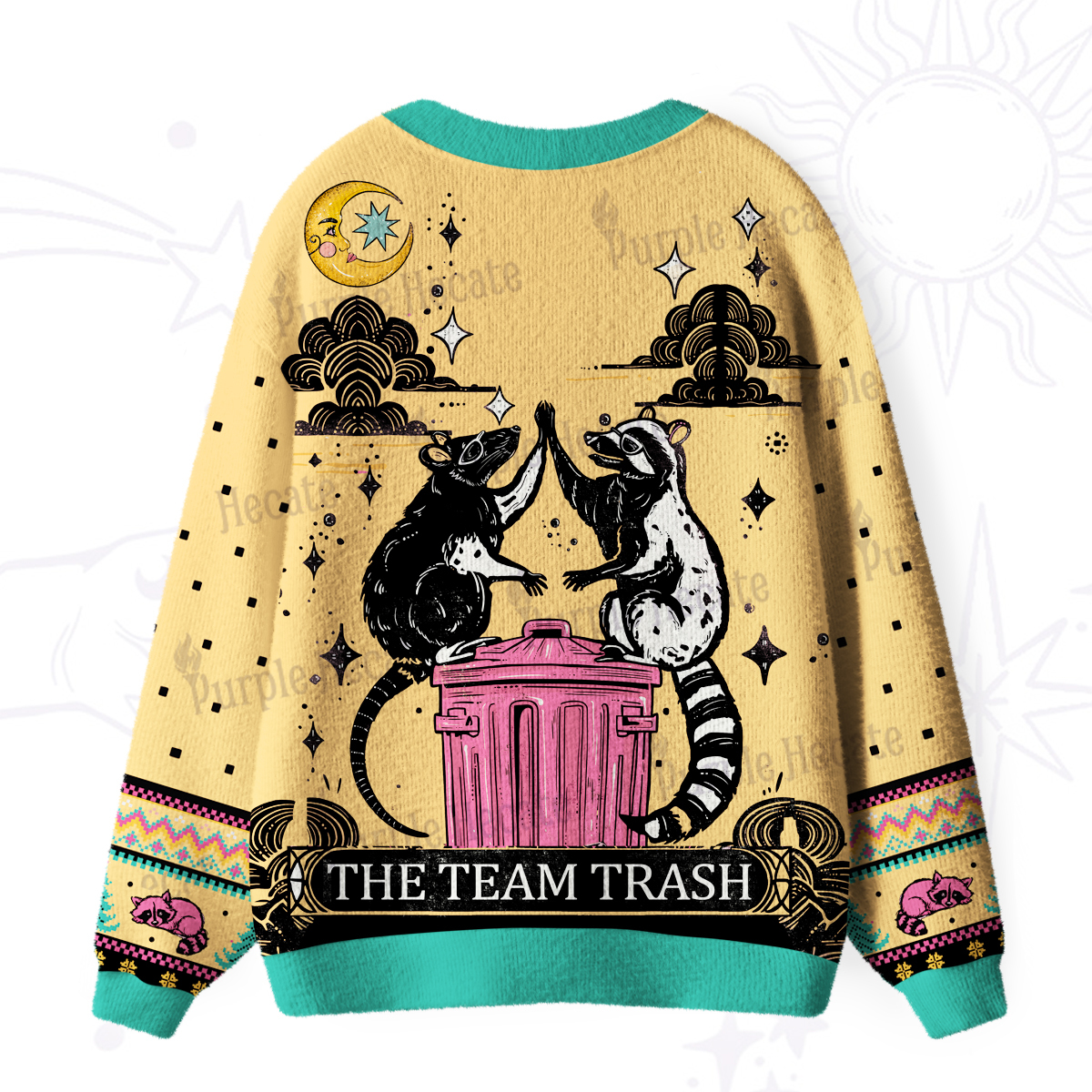 Purplehecate The Team Trash Opossum Tarot Ugly Cardigan Sweaters