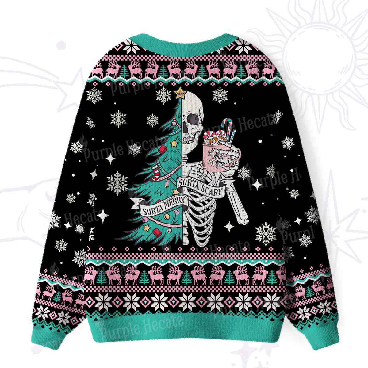 Purplehecate Sorta Merry Sorta Scary Christmas Ugly Cardigan Sweaters