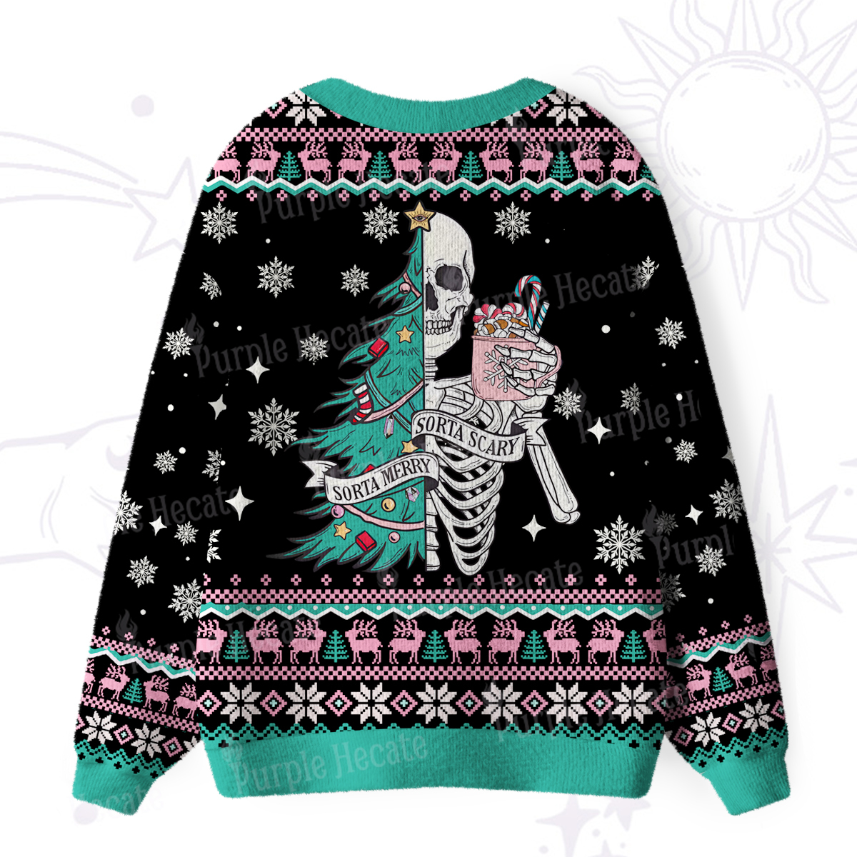 Purplehecate Sorta Merry Sorta Scary Christmas Ugly Cardigan Sweaters