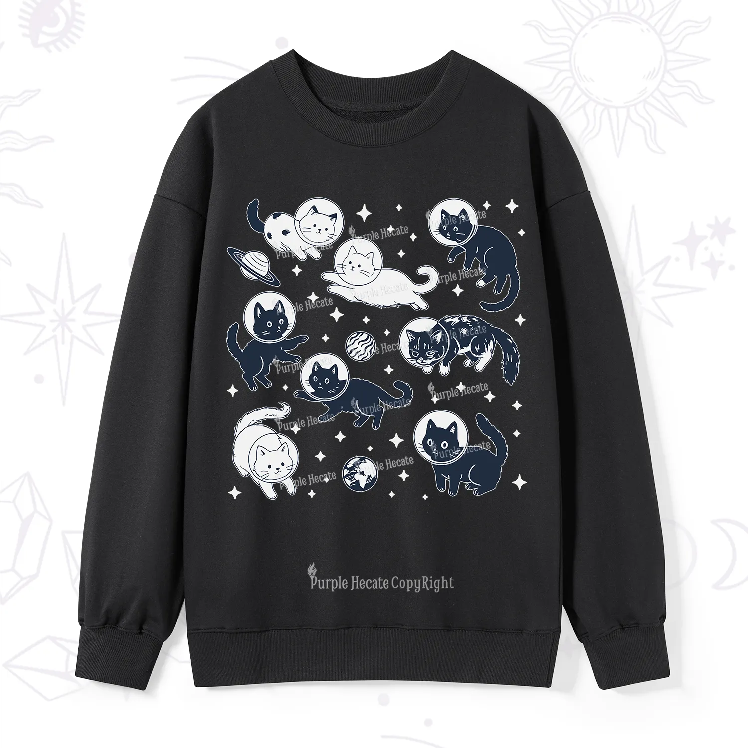Purplehecate Cats in Space Sweatshirt