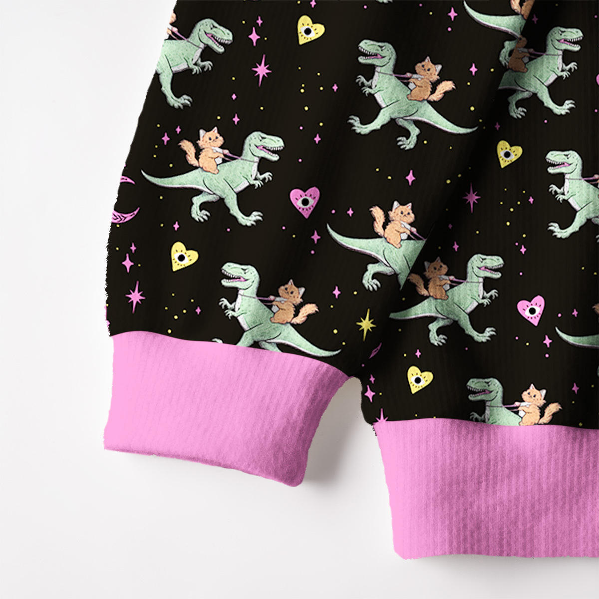 Purplehecate Witch Cat Rides the Dino Fuzzy Ugly Christmas Sweatshirt