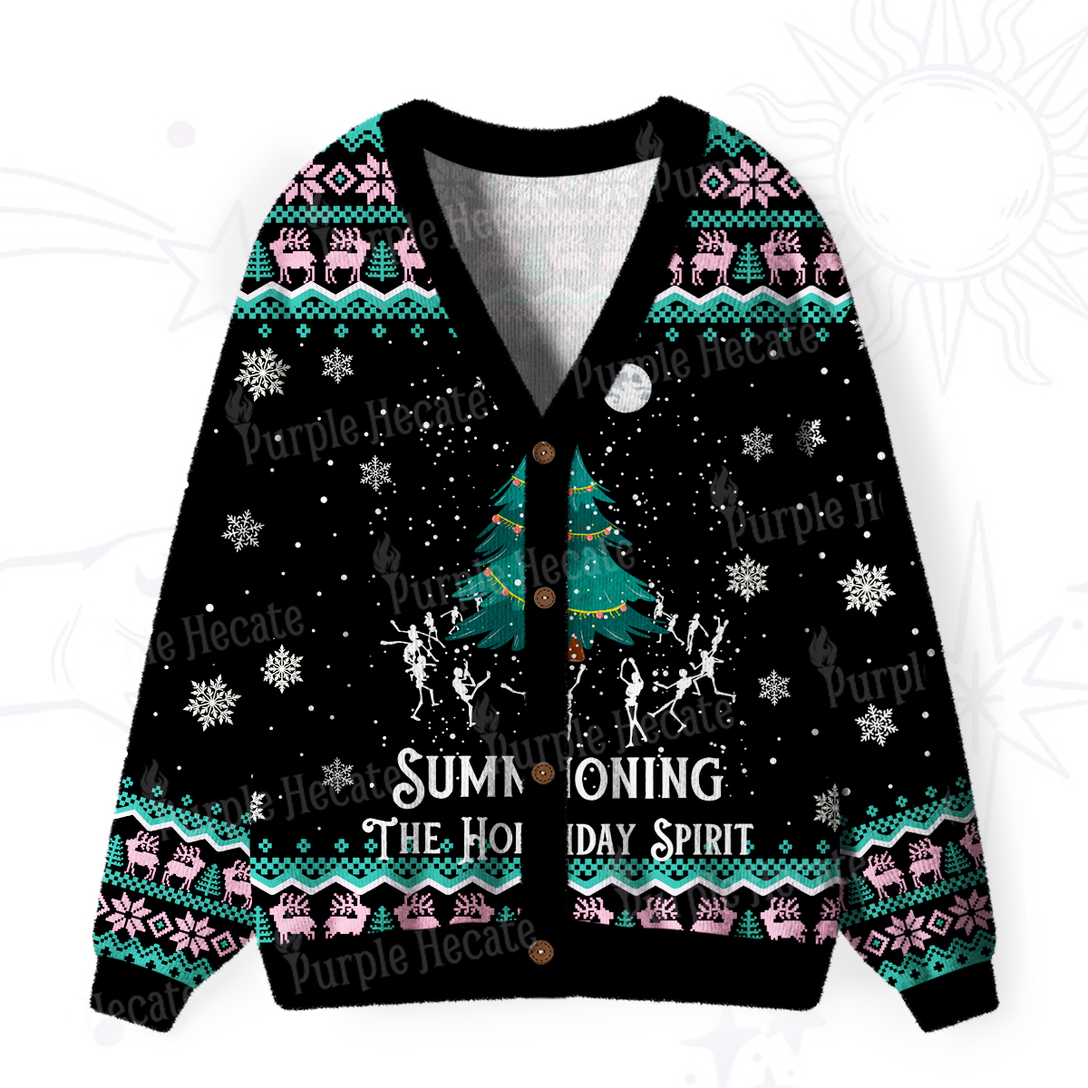 Purplehecate Christmas The Holiday Spirit Ugly Cardigan Sweaters
