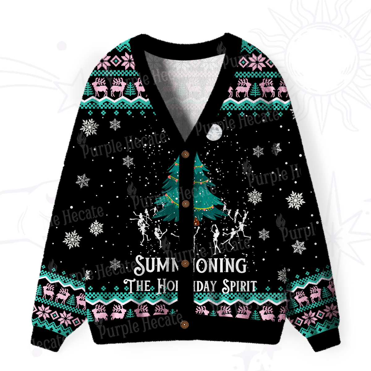Purplehecate Christmas The Holiday Spirit Ugly Cardigan Sweaters