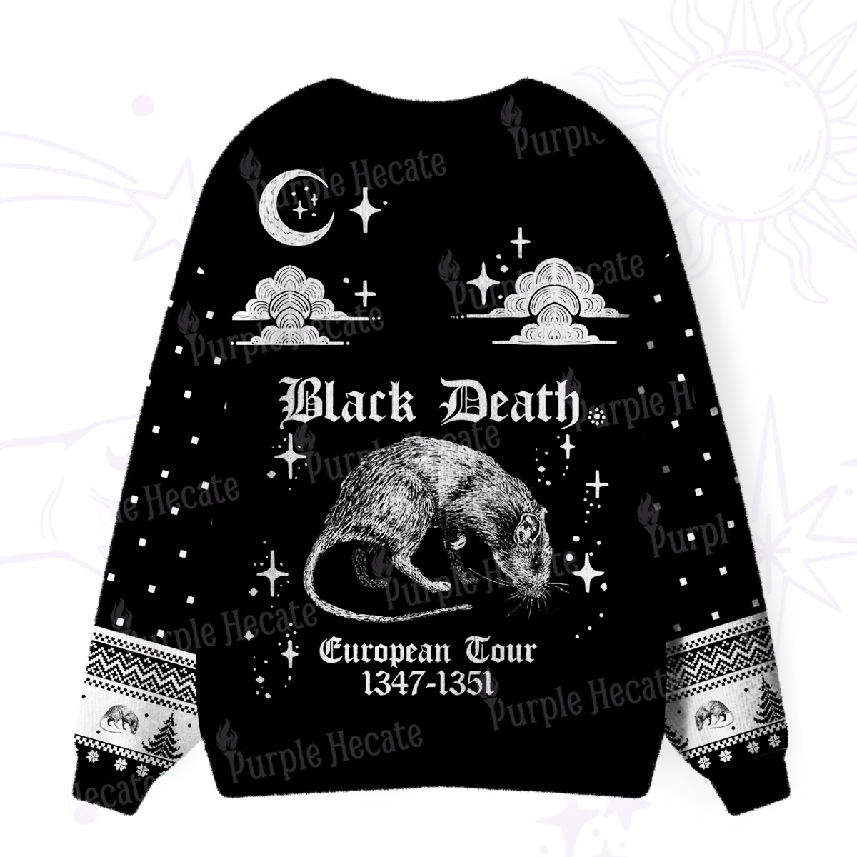 Purplehecate Black Death European Tour Ugly Cardigan Sweaters