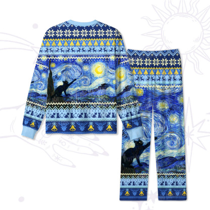 Purplehecate Witch Cat Under the Starry Night Christmas Pajamas