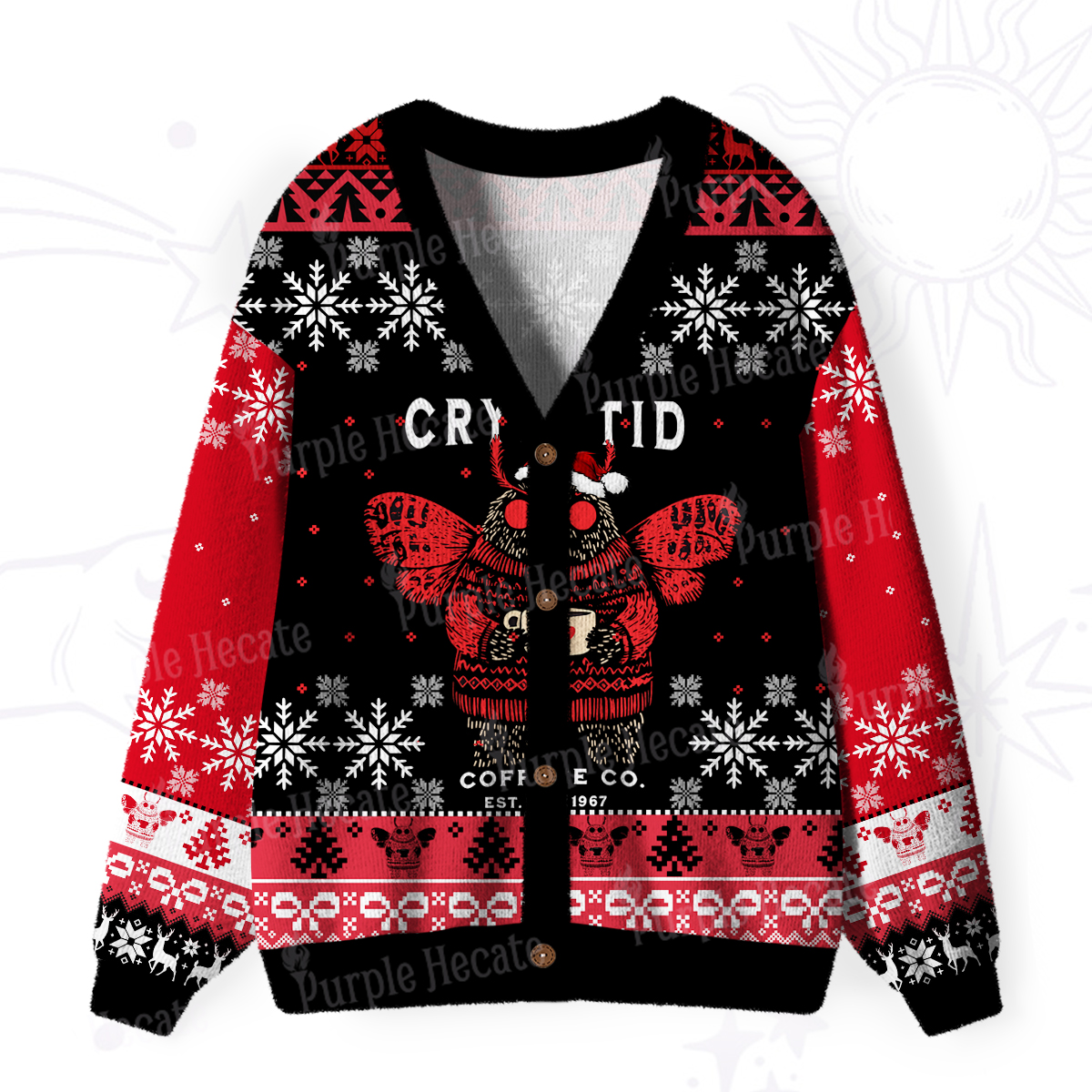 Purplehecate Holiday Monster Mug Ugly Cardigan Sweaters