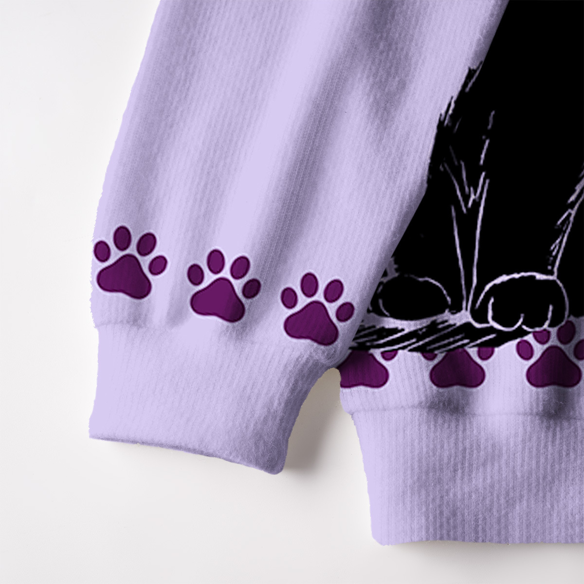 Purplehecate Midnight Pawprints Black CatUgly Cardigan Sweaters