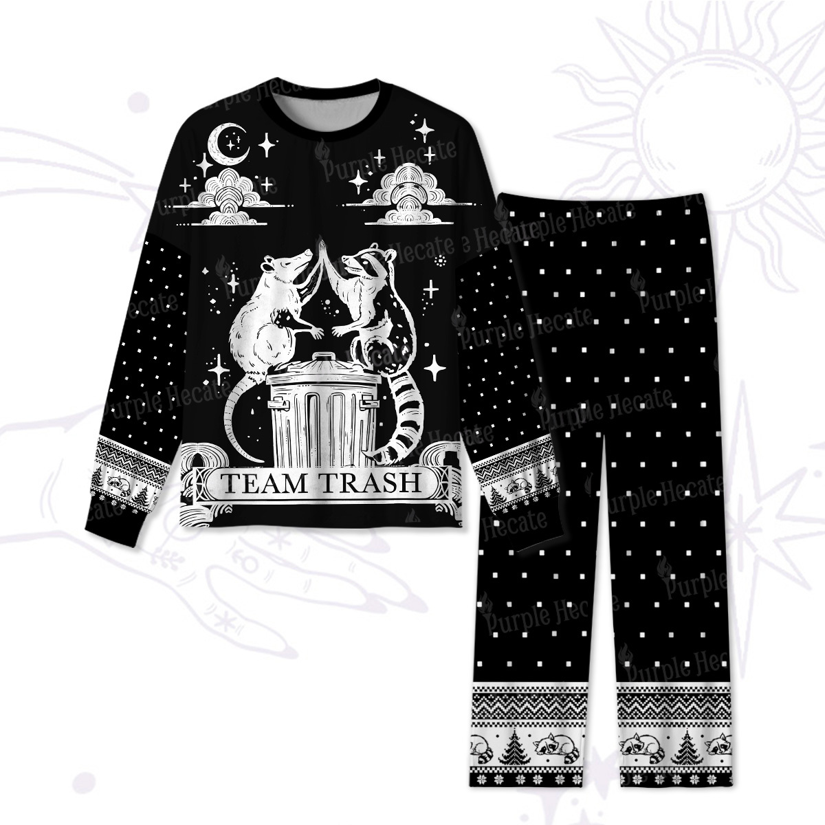 Purplehecate The Team Trash Raccoon Tarot Pajamas