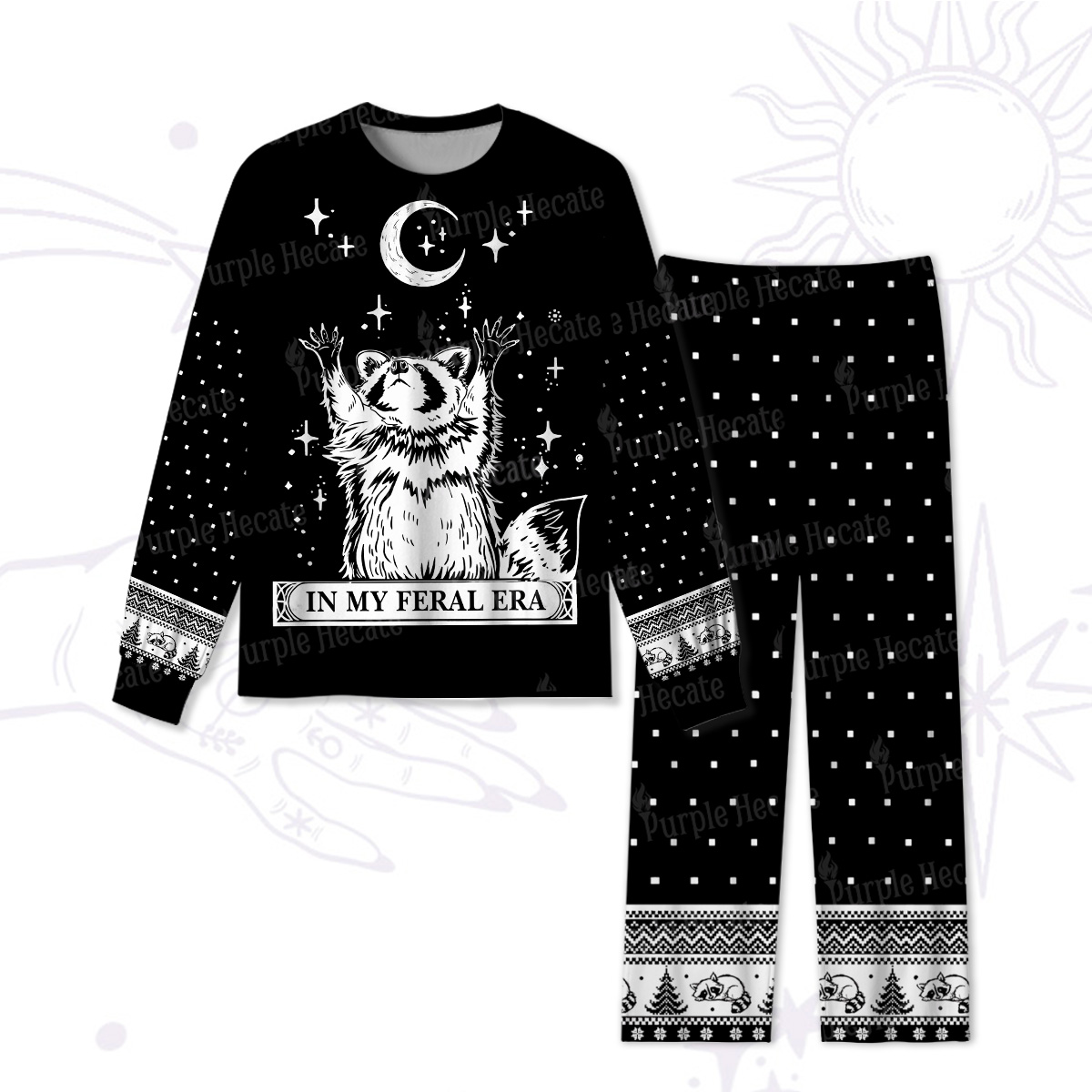 Purplehecate In My Feral Era Raccoon Christmas Pajamas Pajamas