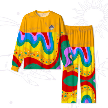 Purplehecate Dreamy Rainbow Waves Christmas Pajamas
