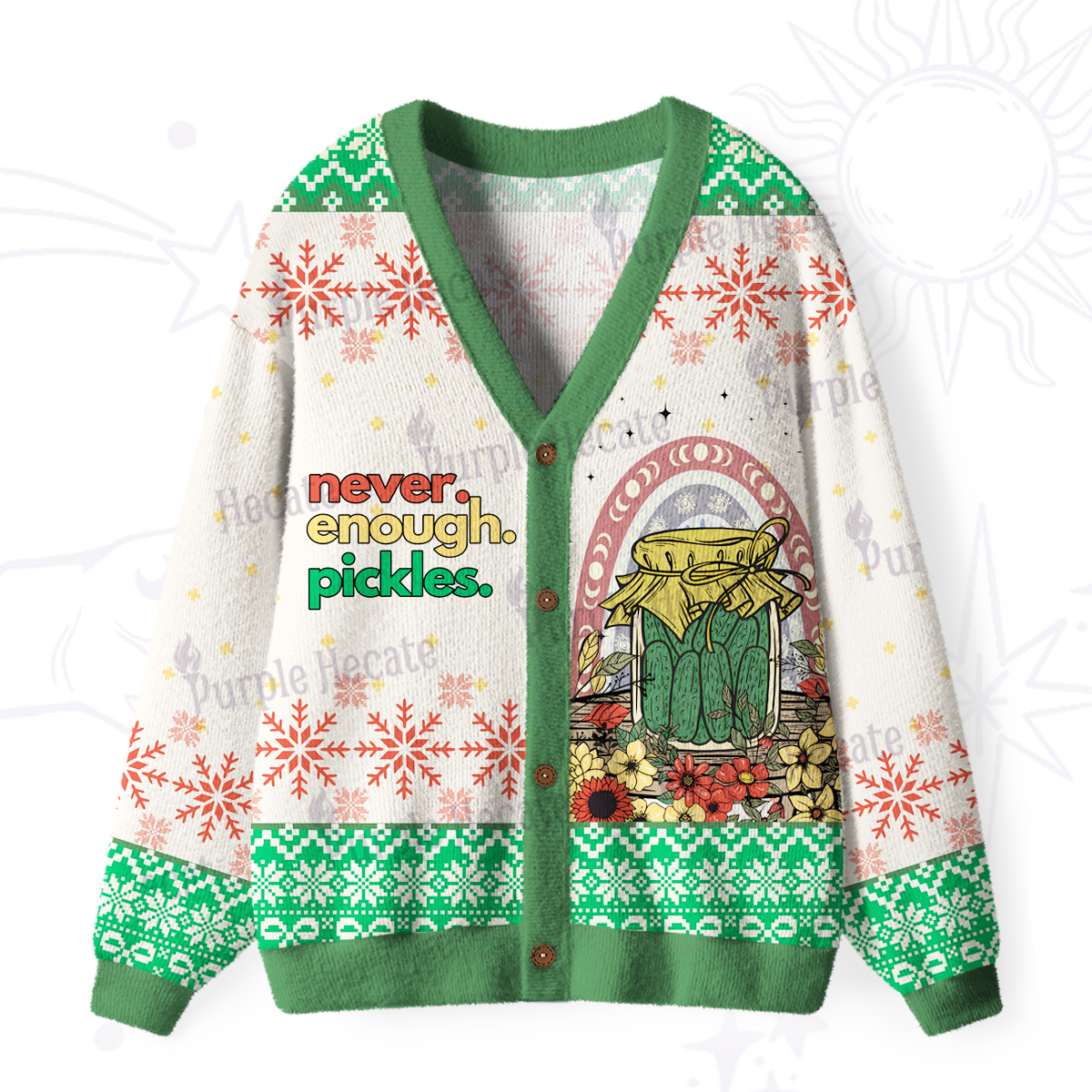 Purplehecate Funny Never Enough Pickles Ugly Cardigan Sweaters