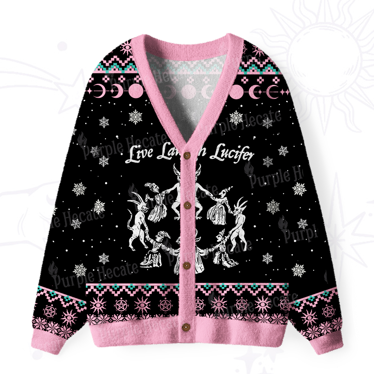Purplehecate Live Laugh Lucifer Ugly Cardigan Sweaters