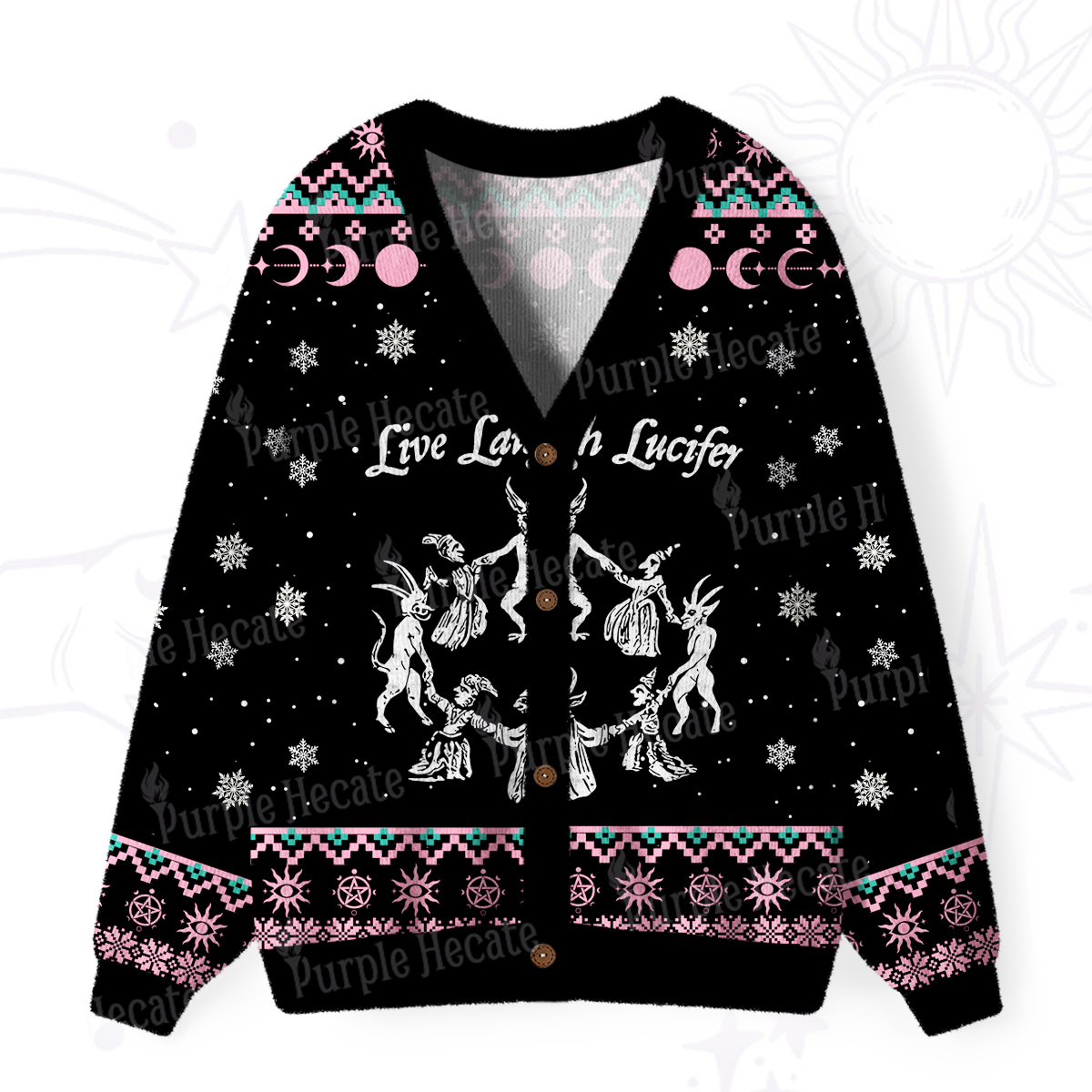 Purplehecate Live Laugh Lucifer Ugly Cardigan Sweaters