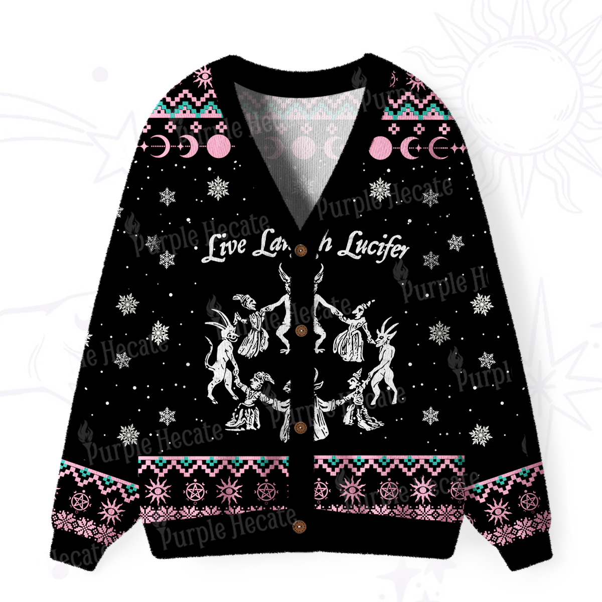 Purplehecate Live Laugh Lucifer Ugly Cardigan Sweaters