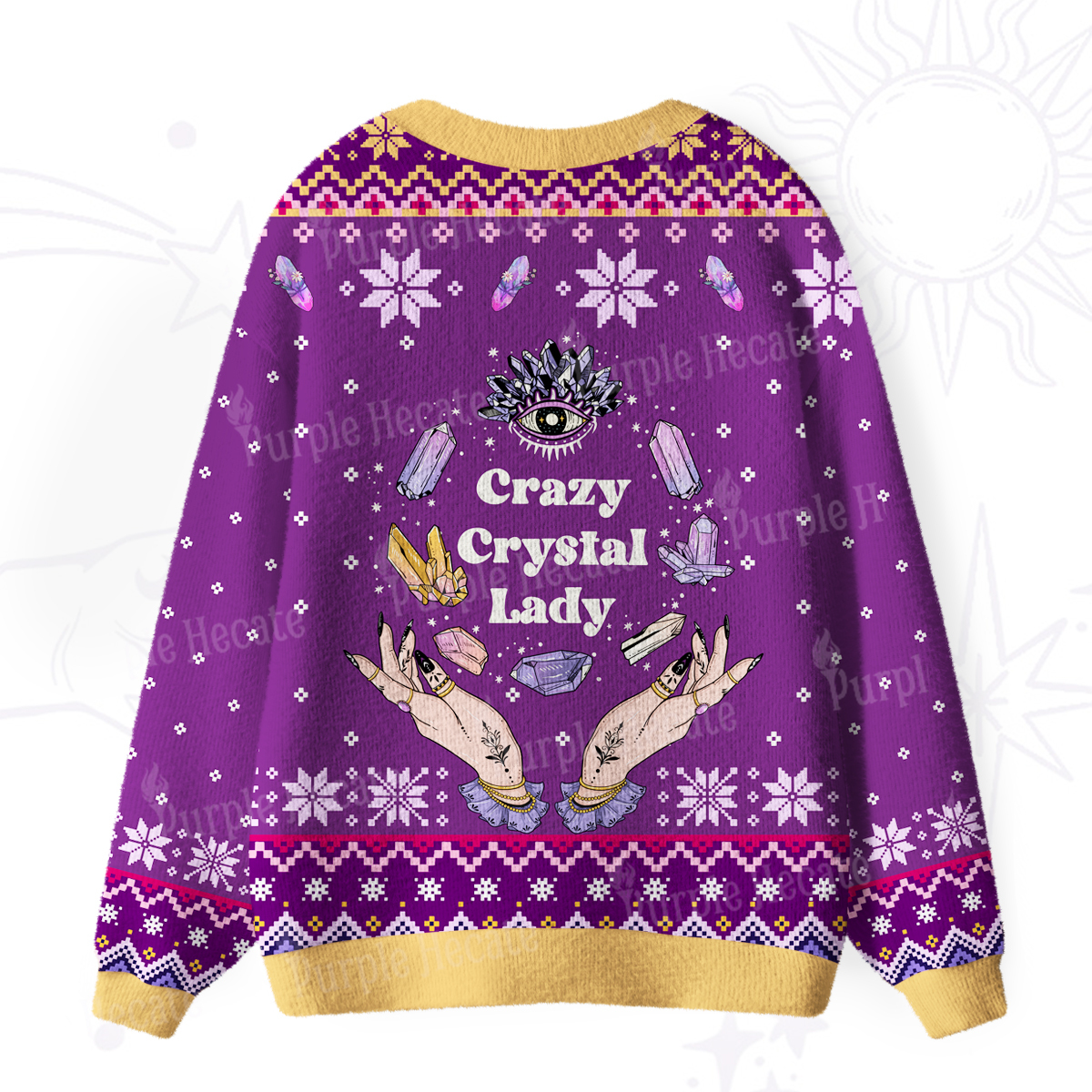 Purplehecate Crazy Crystal Lady Ugly Cardigan Sweaters