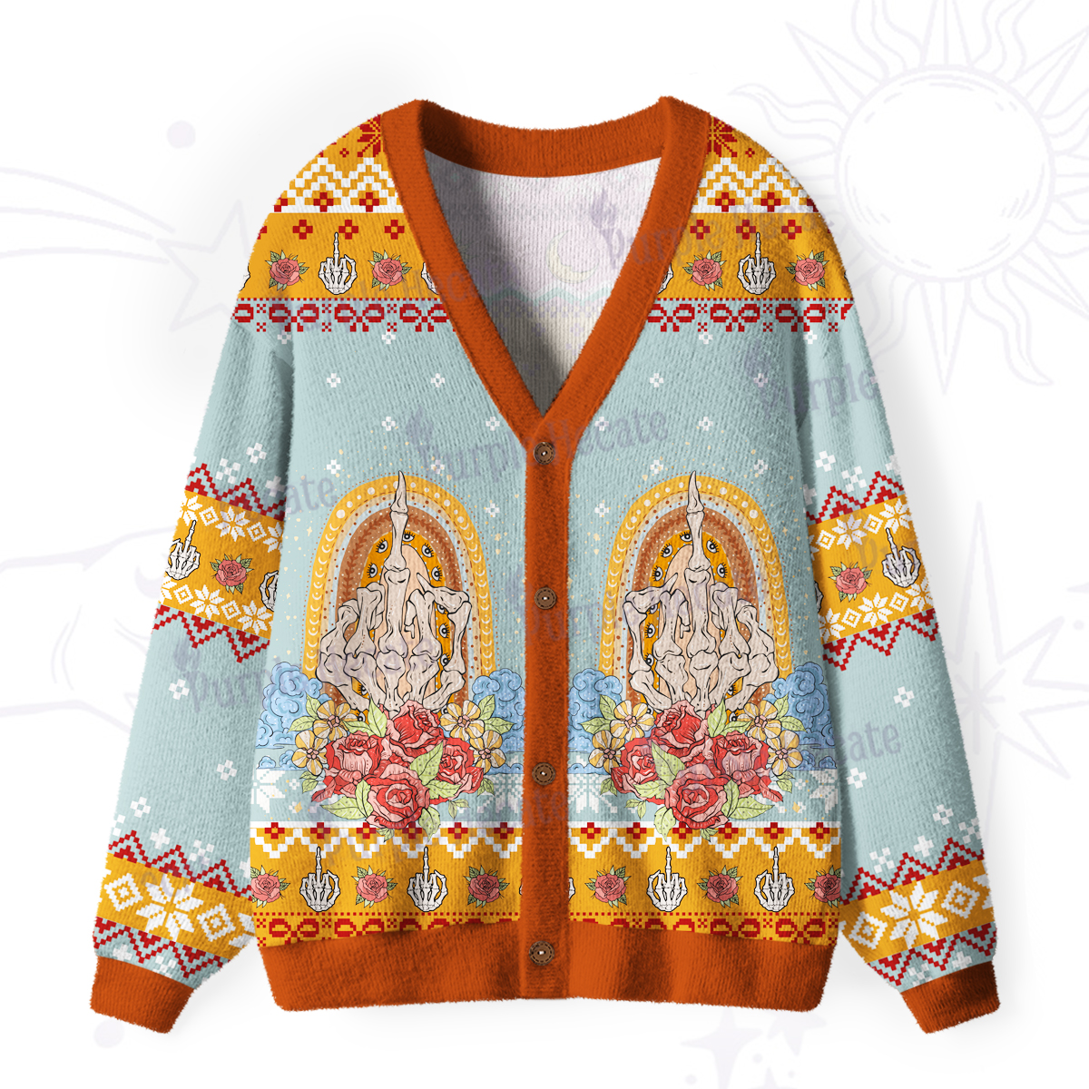 Purplehecate The Zero Of Fucks Tarot Ugly Cardigan Sweaters