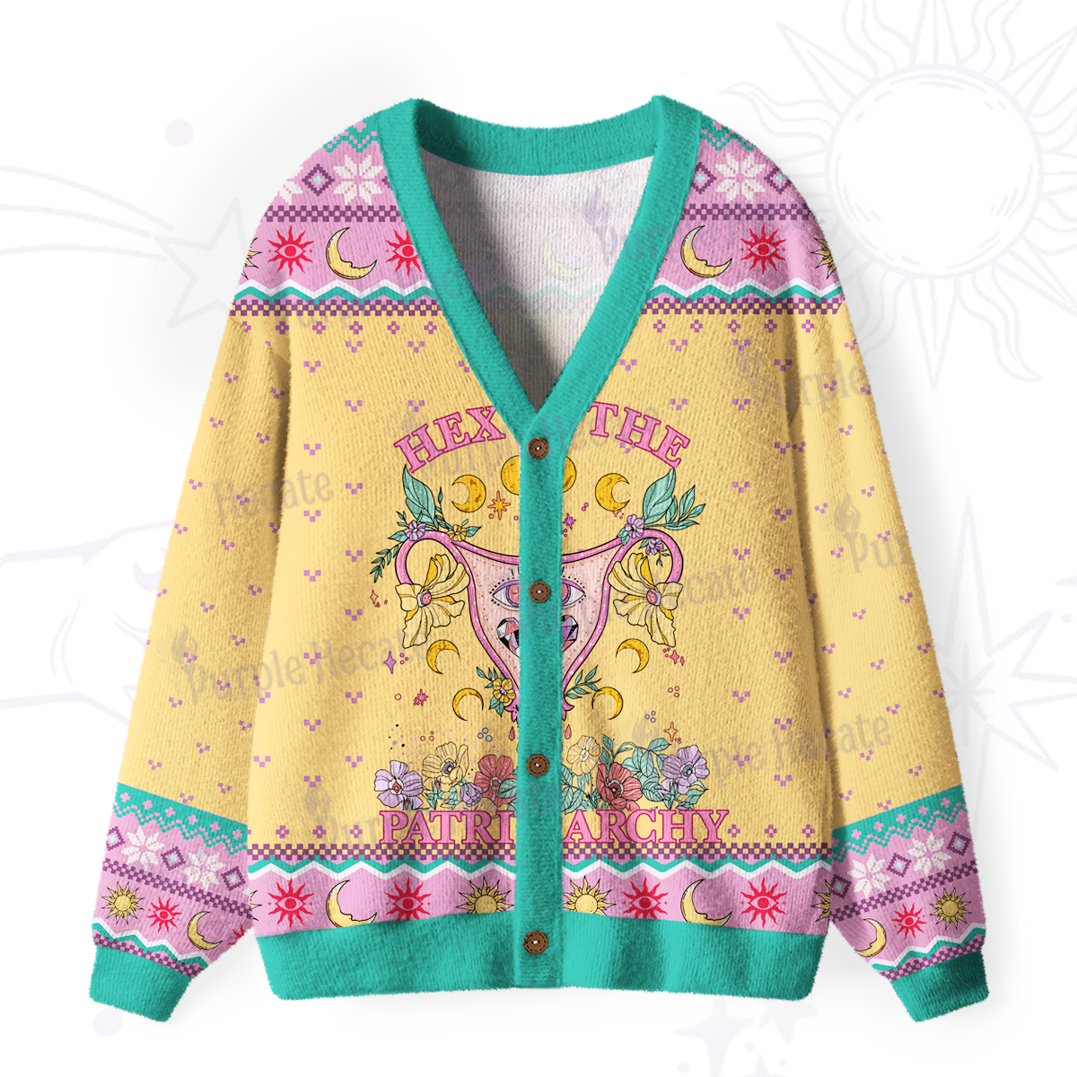 Purplehecate Hex the Patriarchy Ugly Cardigan Sweaters