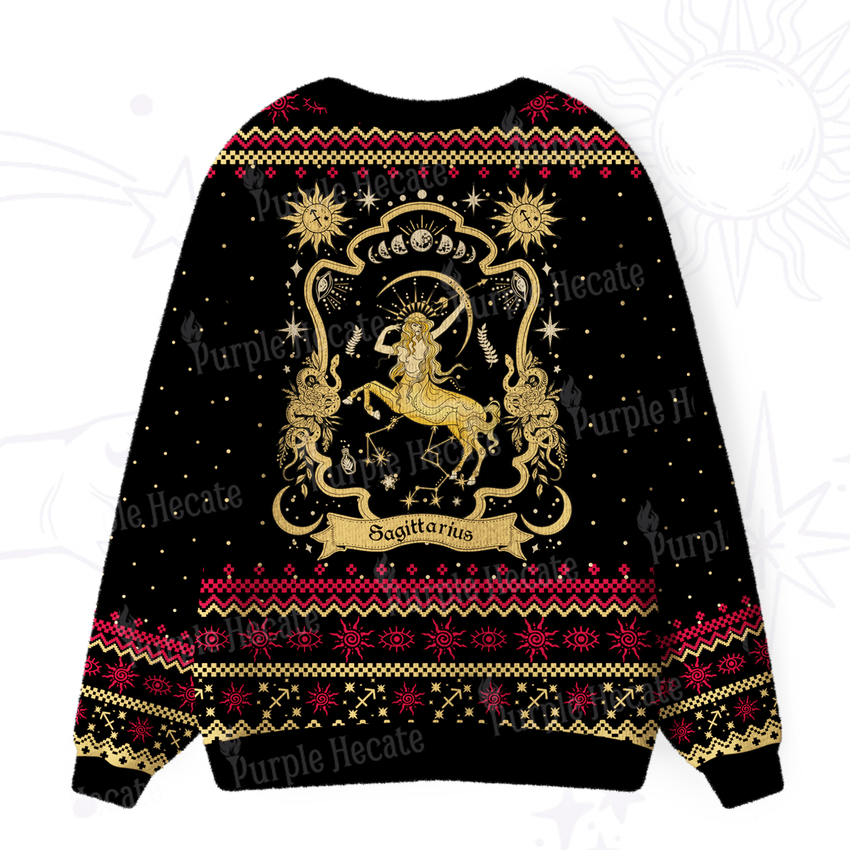 Purplehecate Sagittarius' Astral Mirage Zodiac Ugly Cardigan Sweaters