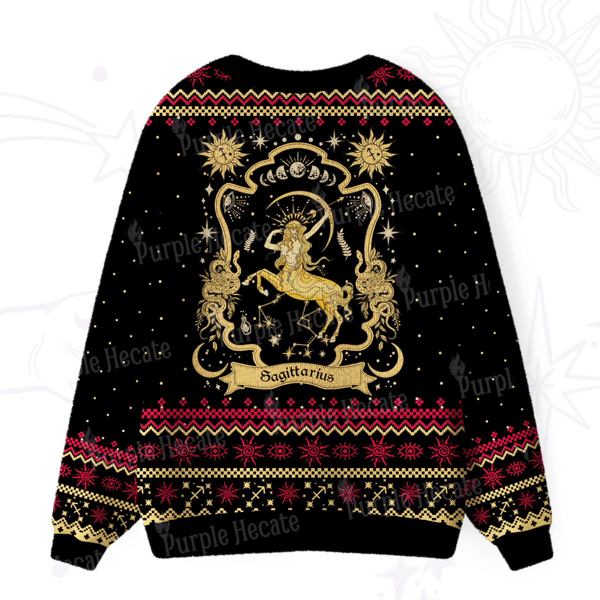 Purplehecate Sagittarius' Astral Mirage Zodiac Ugly Cardigan Sweaters