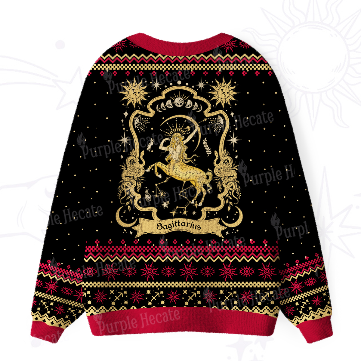 Purplehecate Sagittarius' Astral Mirage Zodiac Ugly Cardigan Sweaters