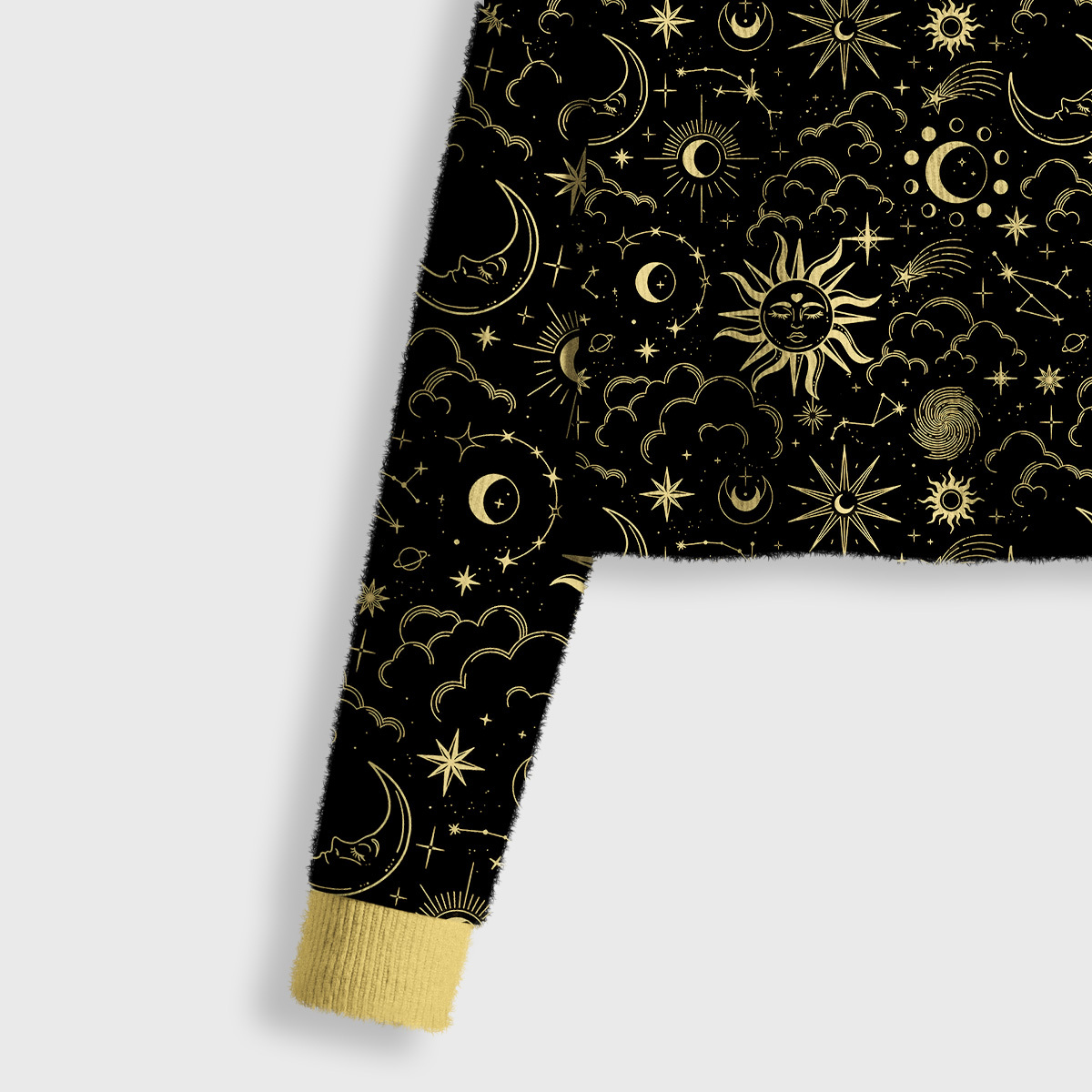 Purplehecate Mysterious Star & Moon Crop Fuzzy Ugly Sweatshirt