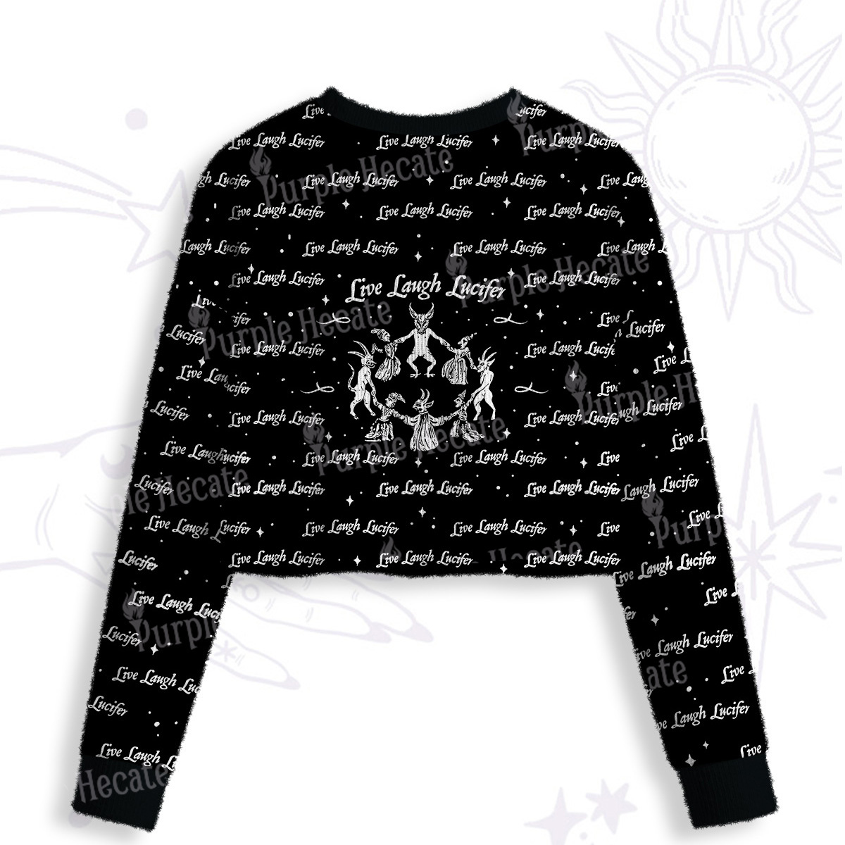 Purplehecate Live Laugh Lucifer Crop Fuzzy Ugly Sweatshirt