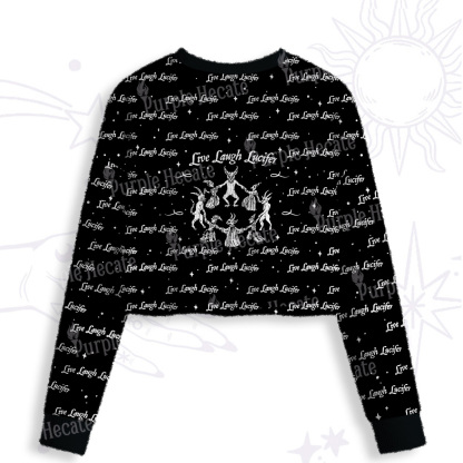 Purplehecate Live Laugh Lucifer Crop Fuzzy Ugly Sweatshirt