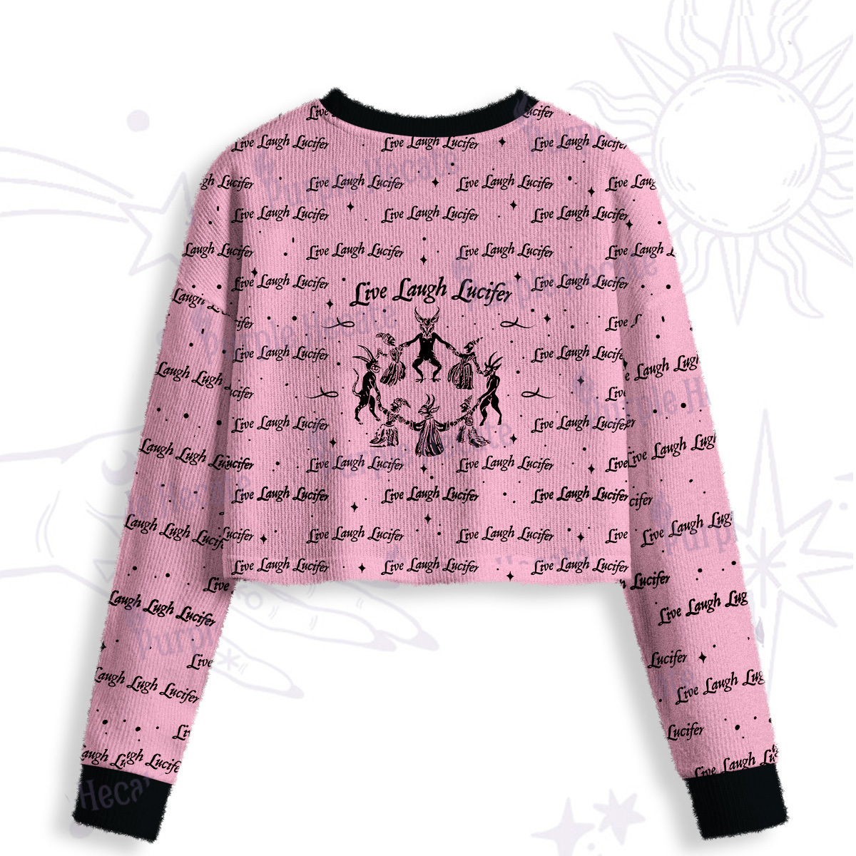 Purplehecate Live Laugh Lucifer Crop Fuzzy Ugly Sweatshirt