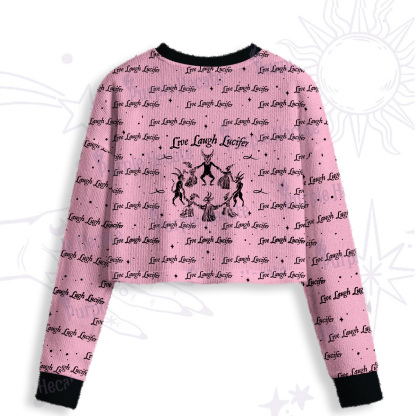 Purplehecate Live Laugh Lucifer Crop Fuzzy Ugly Sweatshirt