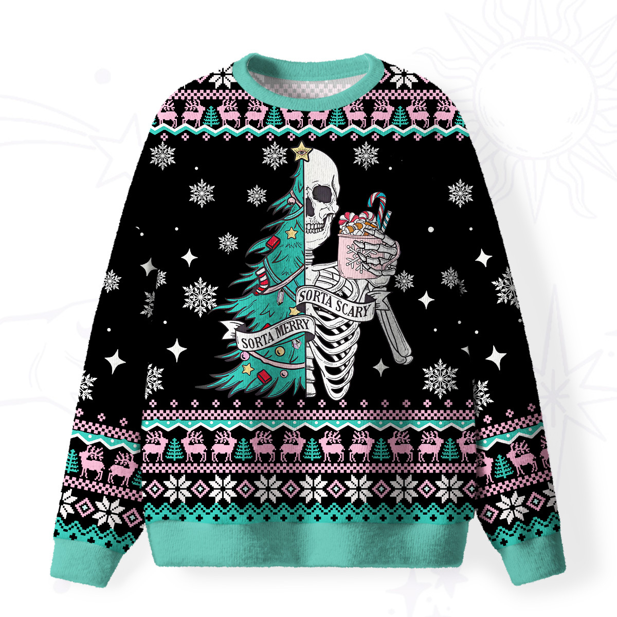 Purplehecate Sorta Merry Sorta Scary Christmas Fuzzy Ugly Christmas Sweatshirt