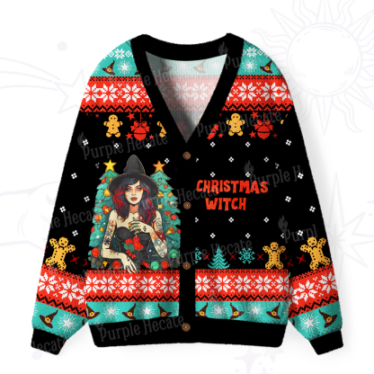 Purplehecate Christmas Witch Ugly Cardigan Sweaters