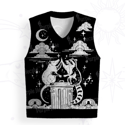 Purplehecate The Team Trash Raccoon Tarot Ugly Sweater Vest