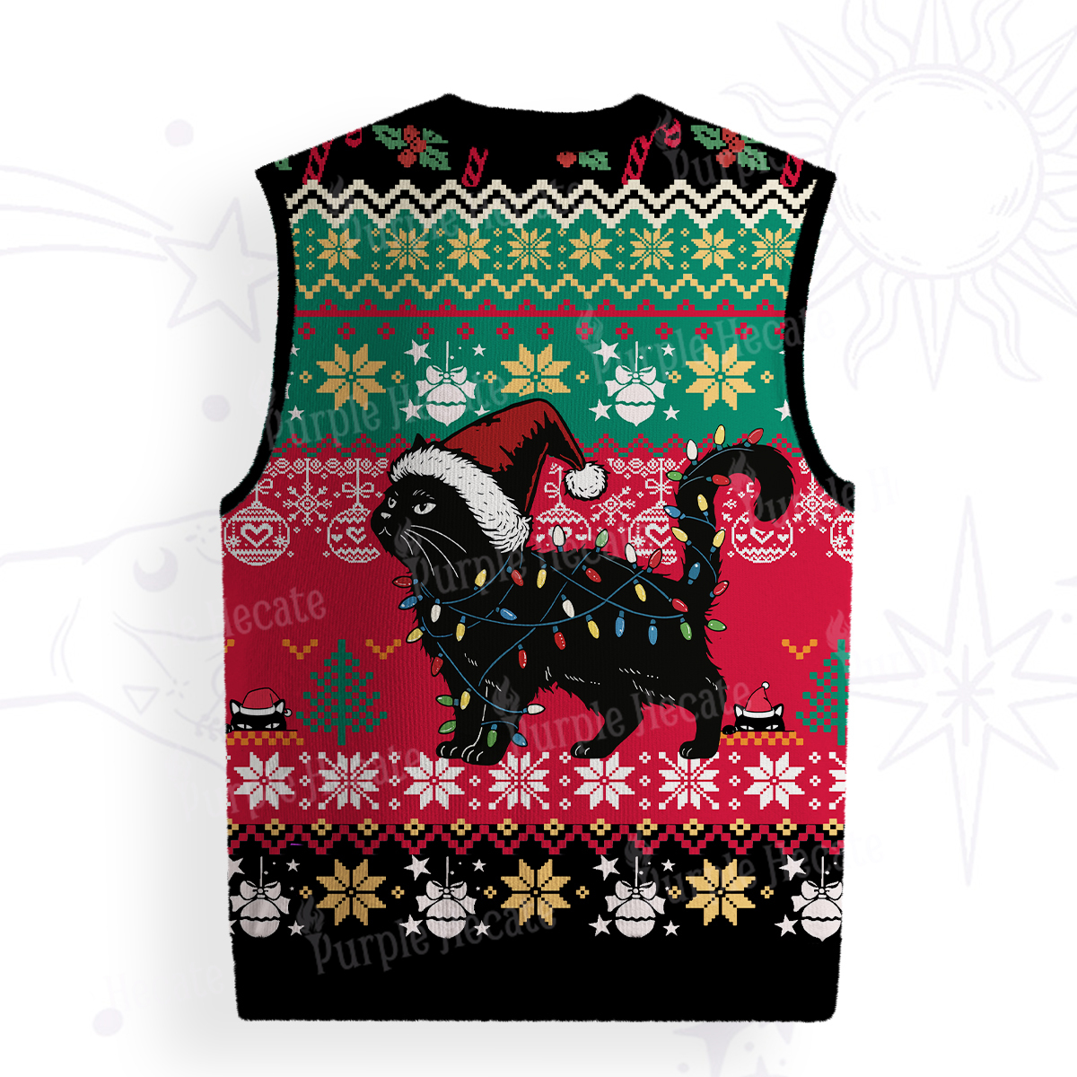 Purplehecate Cute Cat Christmas Ugly Sweater Vest