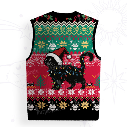 Purplehecate Cute Cat Christmas Ugly Sweater Vest