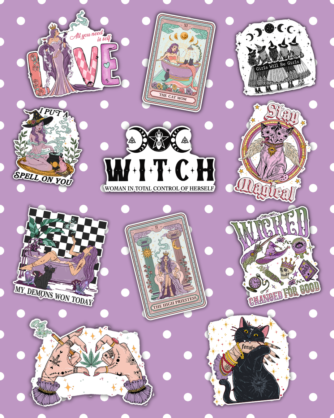 Purplehecate Favorite Witch &Magic Stickers Pack Of 11