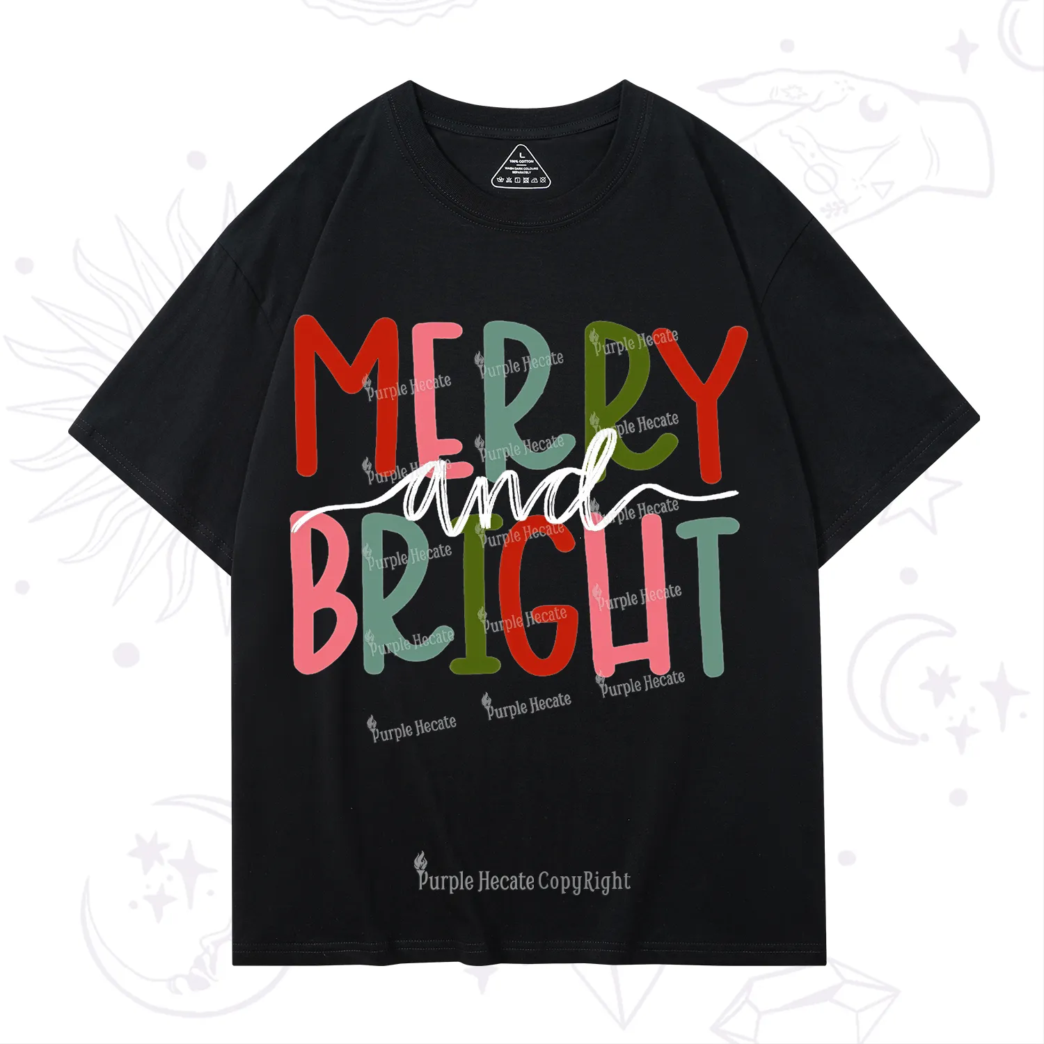 Purplehecate Merry and Bright Christmas T-Shirt